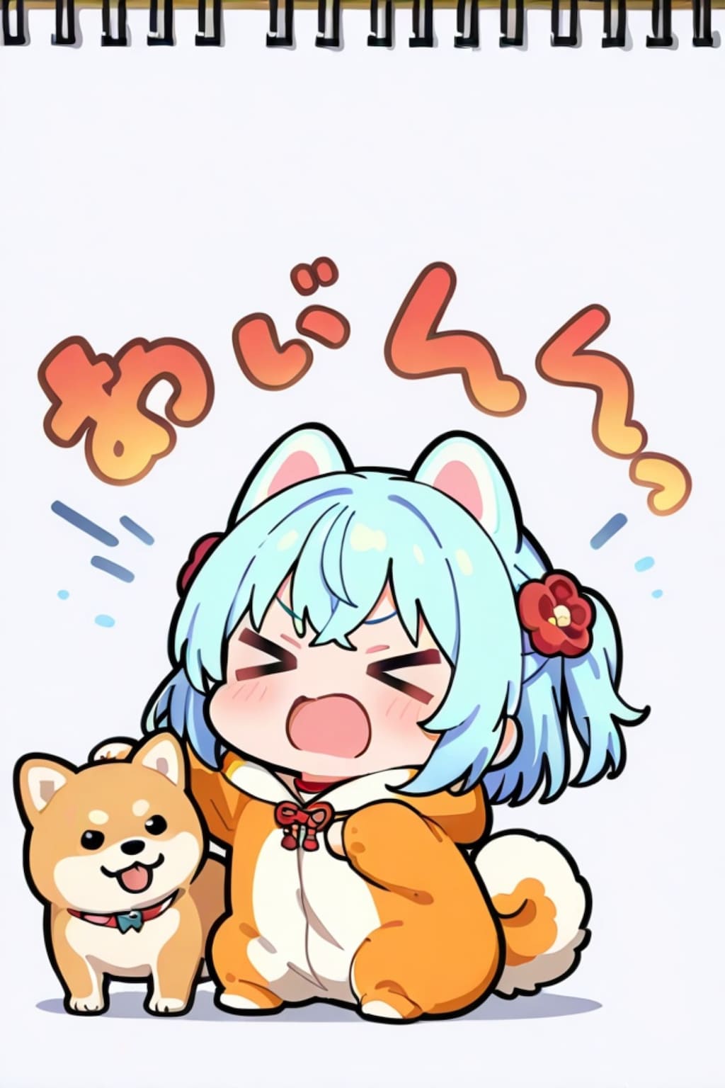 柴犬と青髪ちゃん