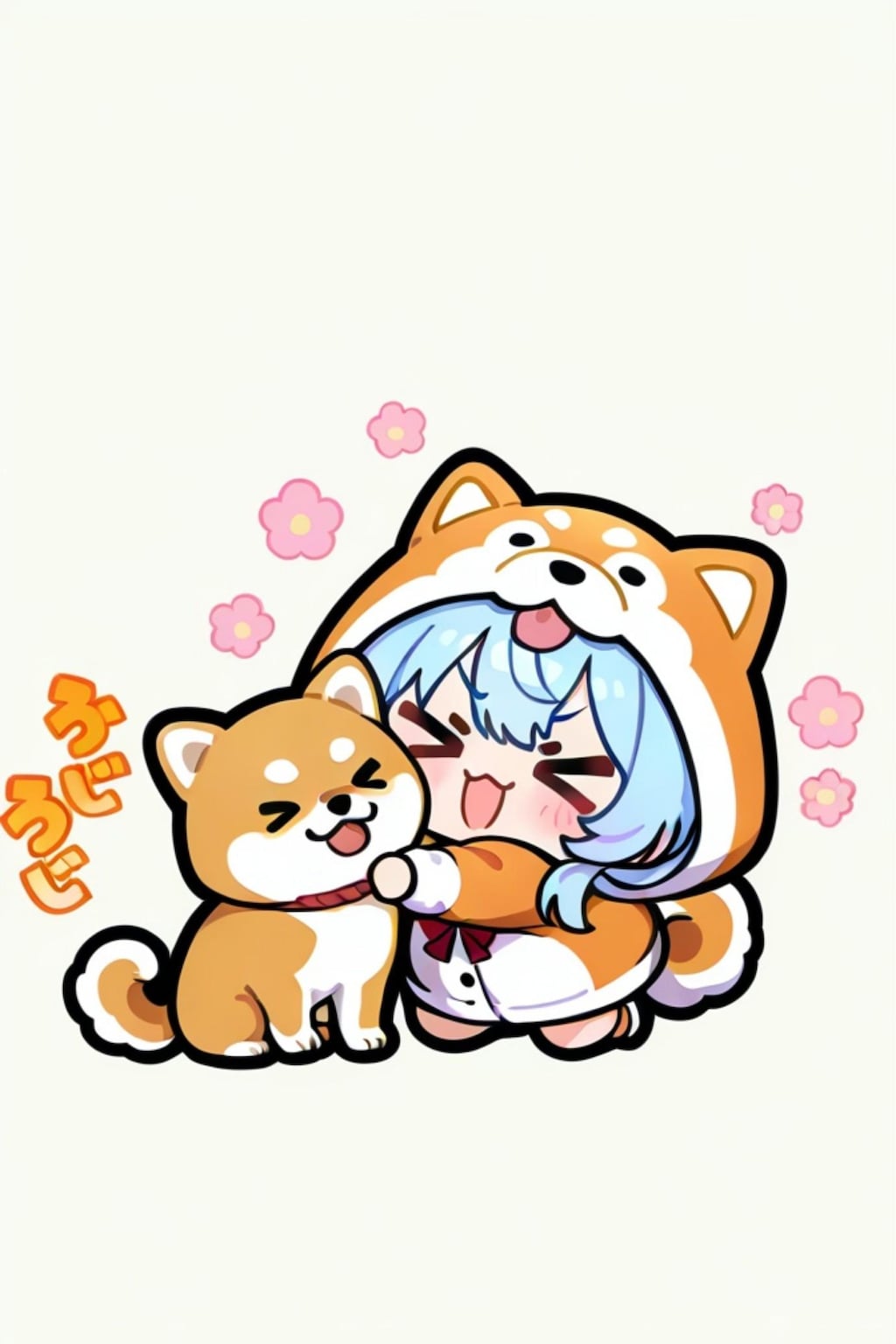 柴犬と青髪ちゃん