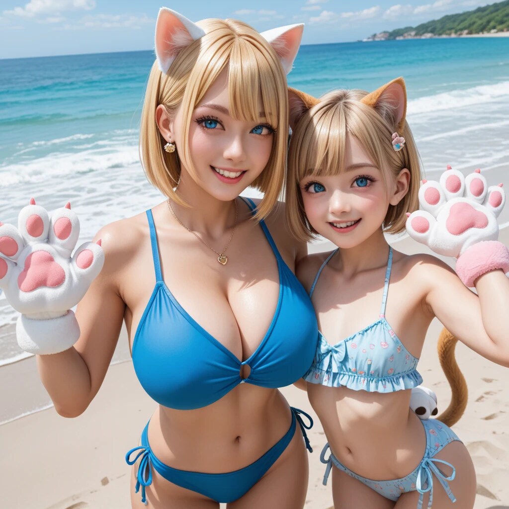 暑い時は美少女猫娘姉妹の水着