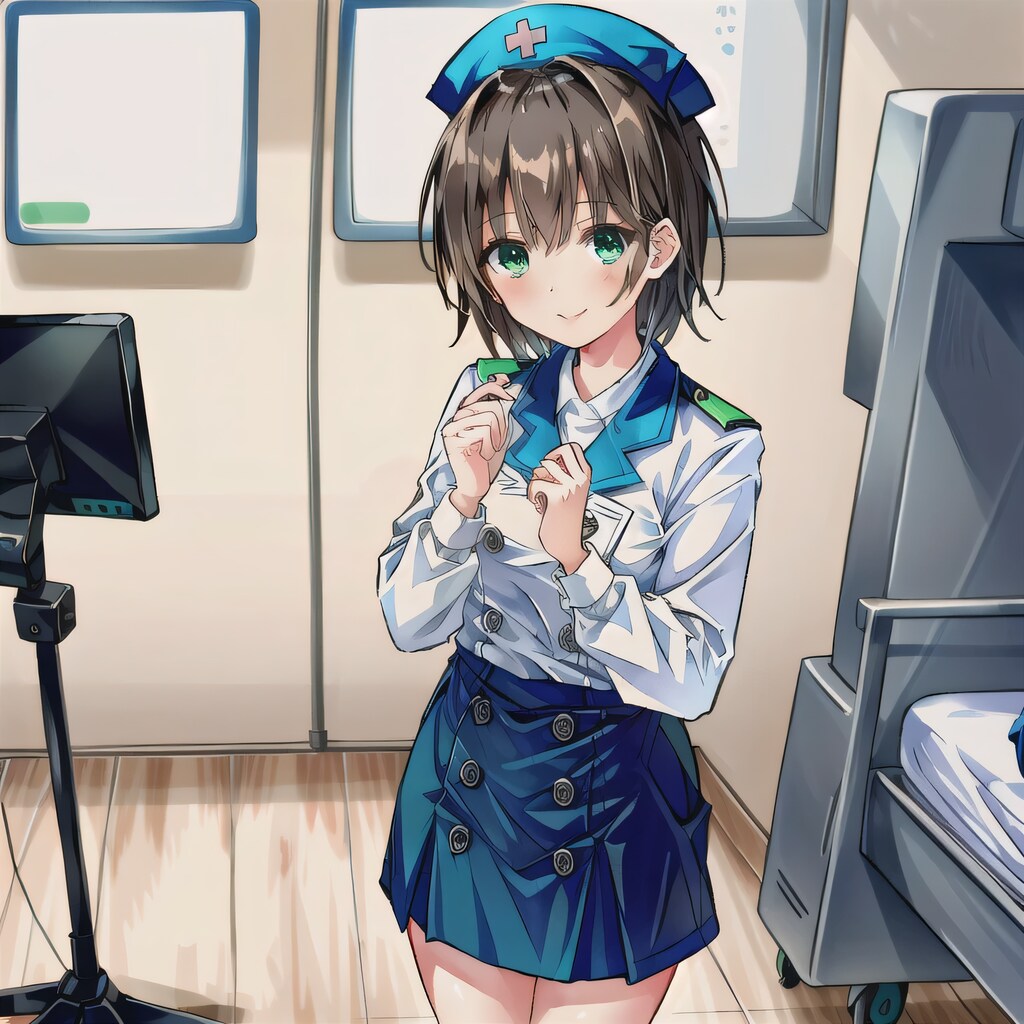 茶髪ボブで看護服の少女３