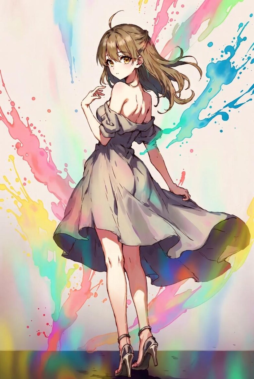 ドレスと飛び散るインク