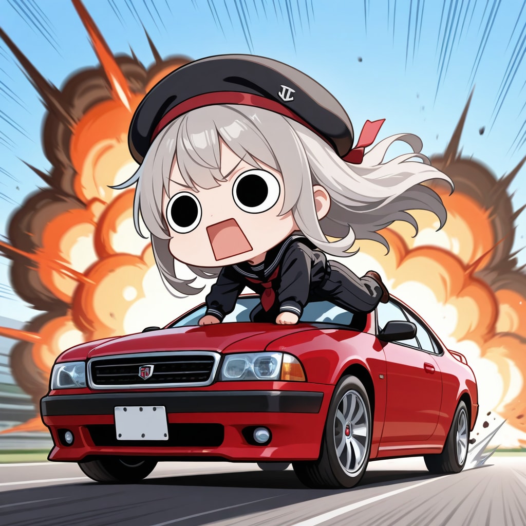 カーアクションしてしまいよったえらいこっちゃ嬢