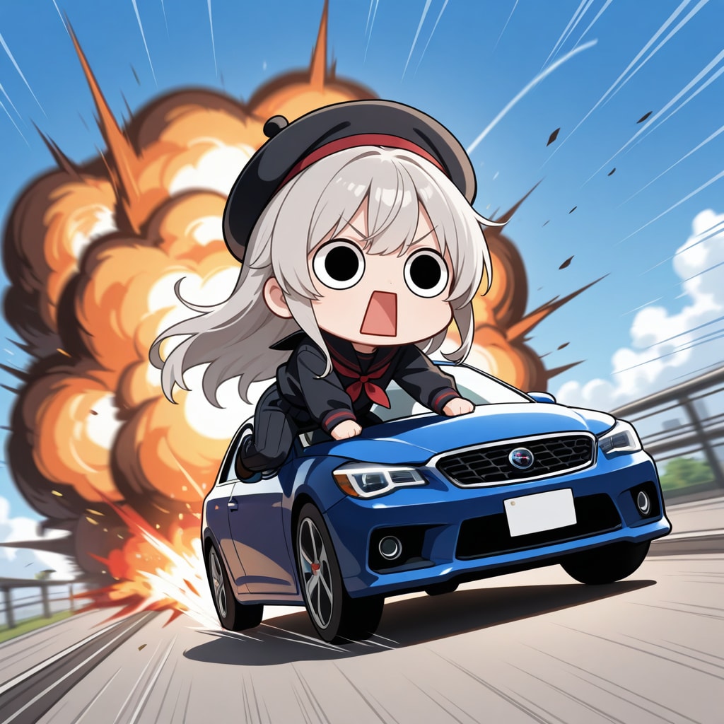 カーアクションしてしまいよったえらいこっちゃ嬢