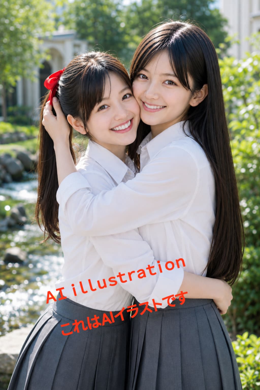 ボクにとってのふたりの初恋の美少女。 3人デートは妄想だけど──  寄り添うふたりの中で、ポニーテールが弄られて…  その瞬間、ふたりがボクの反応を試すみたいに、少しだけいたずらっぽく笑ってくる─