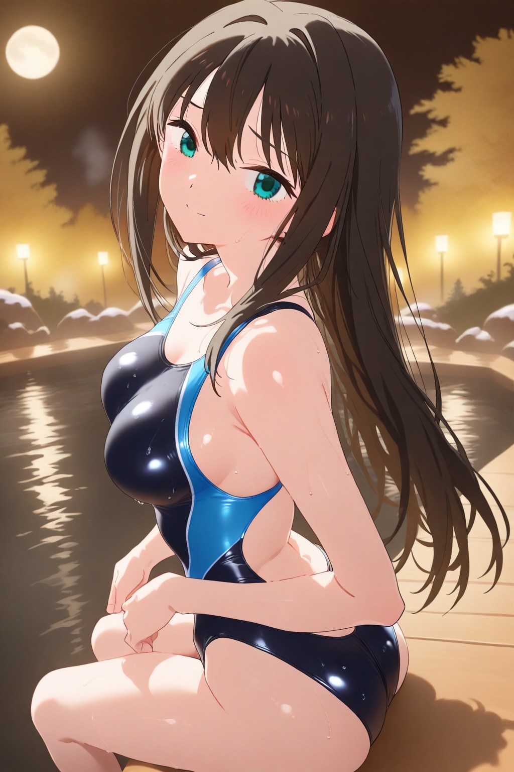 競泳水着のしぶりんと冬の温泉