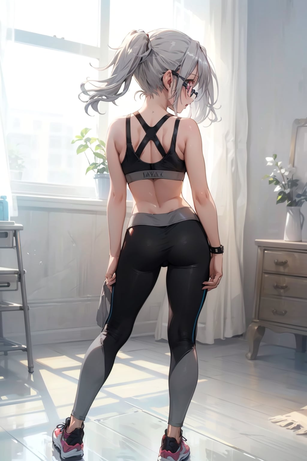 スポーツウェアの眼鏡っ娘