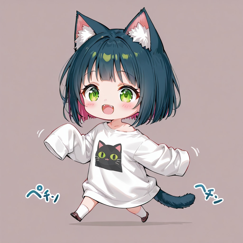 お姉ちゃんの上着を着て遊ぶ、チビねこ。