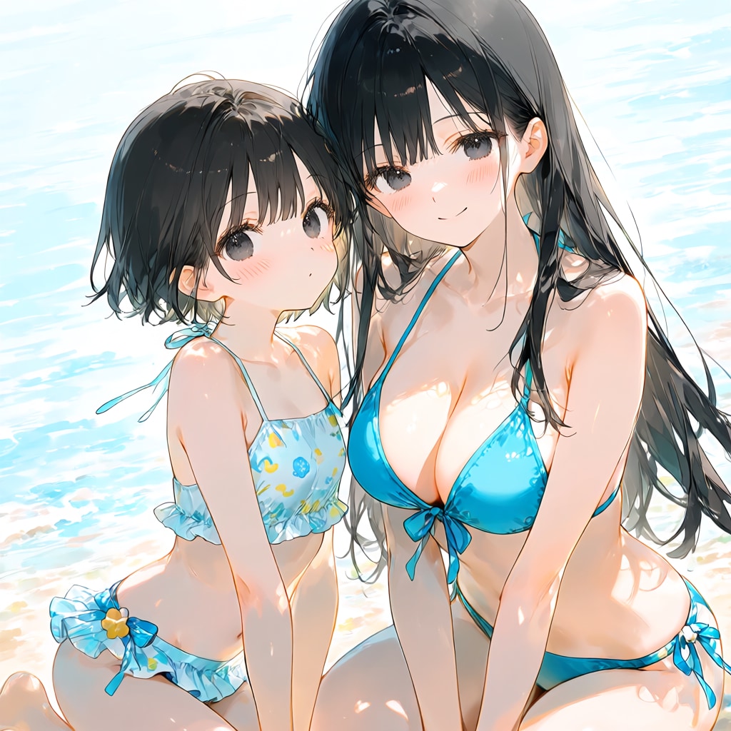 仲良く海へ