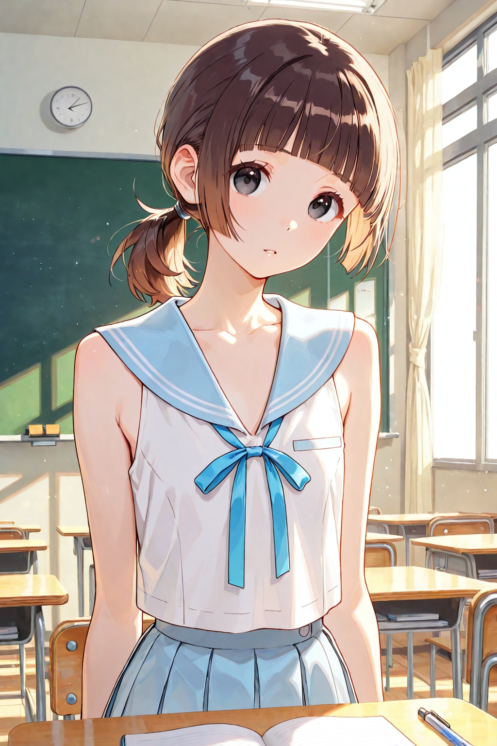 スリーブレスセーラー服の雫ちゃん | の人気AIイラスト・グラビア