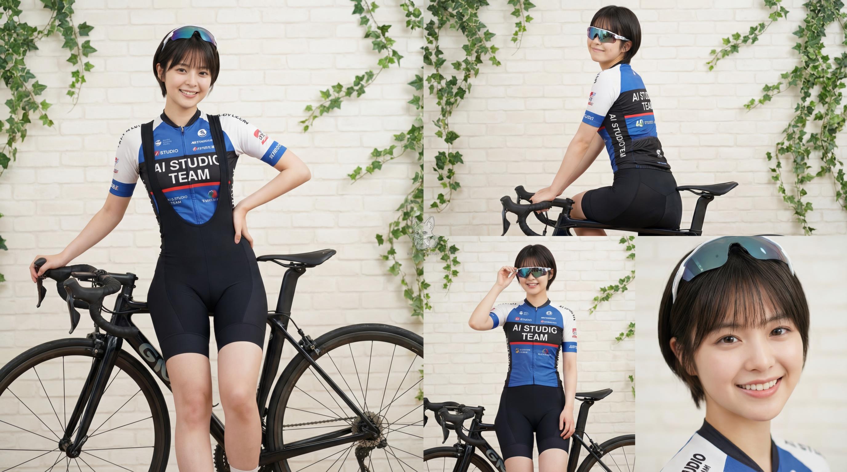 くるみ、ロードバイクポートレート（スタジオ撮影）
