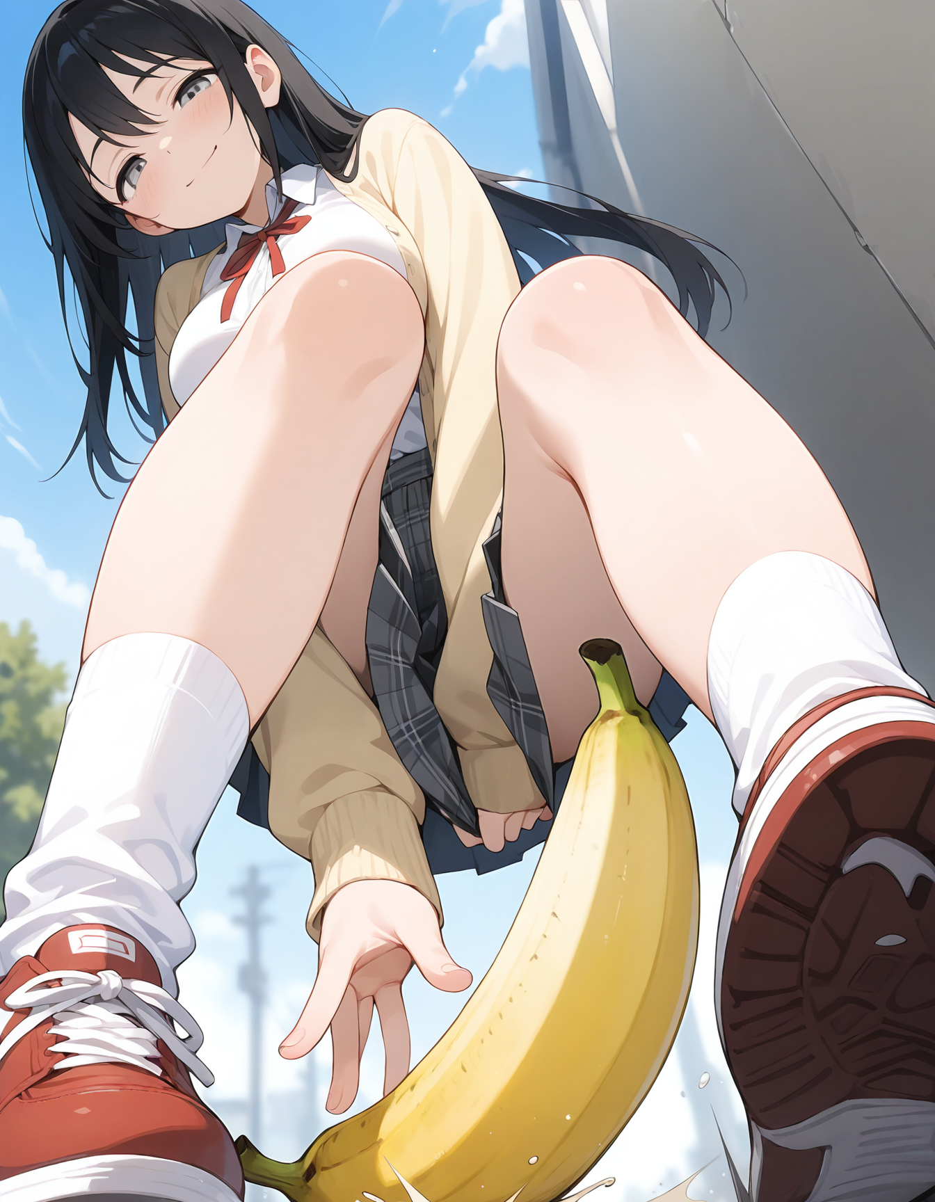 赤いスニーカーとバナナ