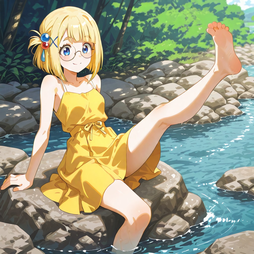 川で遊ぶミッシェルさん