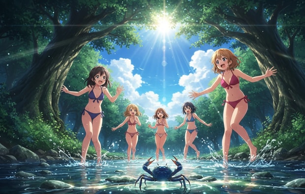 夏の余韻：青いカニを追いかけて。