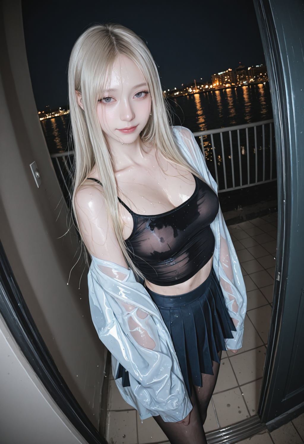 玄関開けたらびしょ濡れ美女