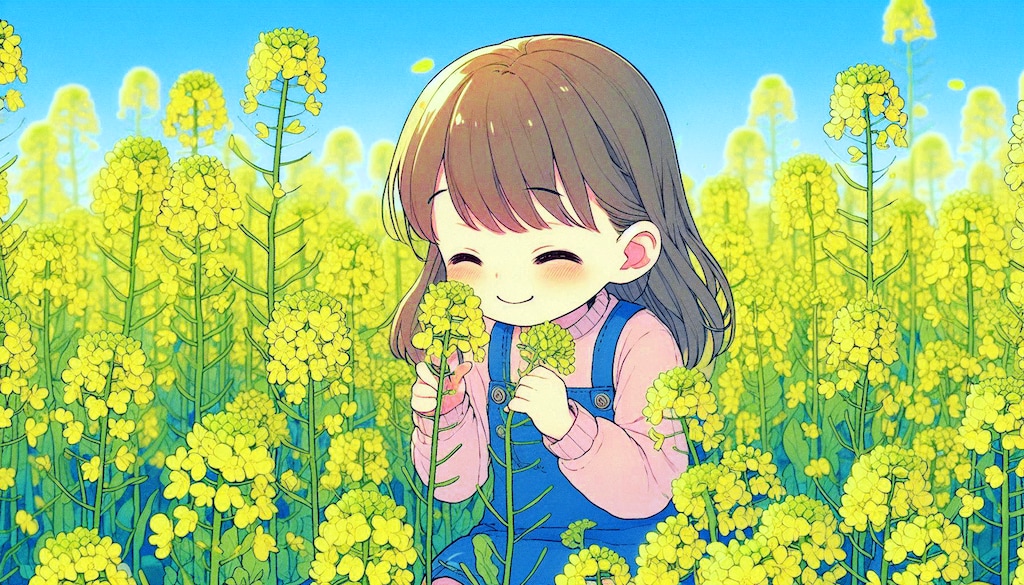 菜の花畑の女の子