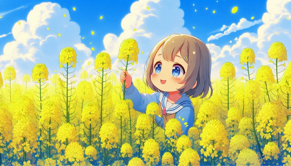 菜の花畑の女の子