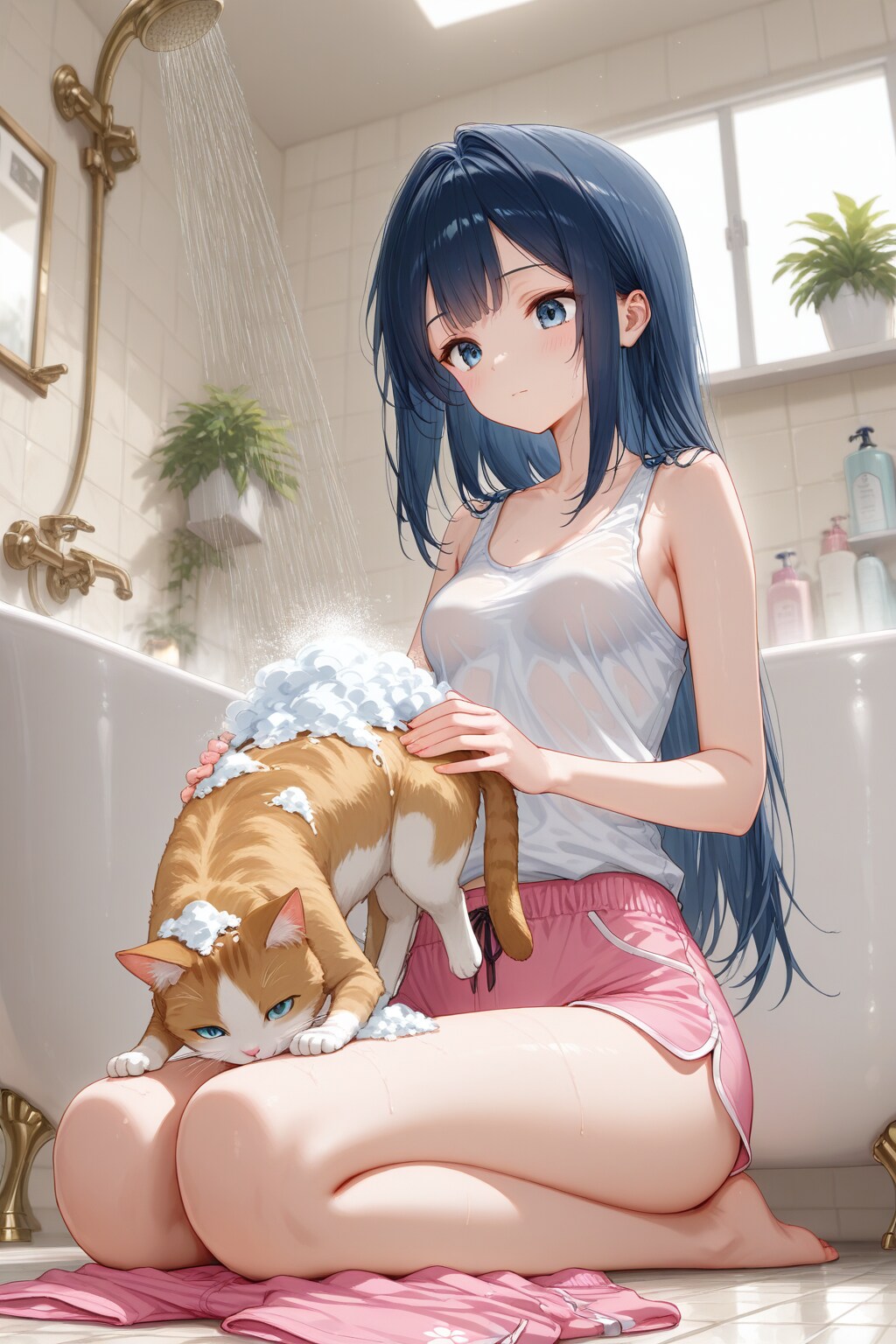 猫を洗う