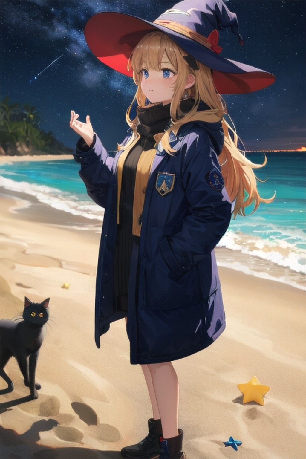 砂浜の魔女と星空