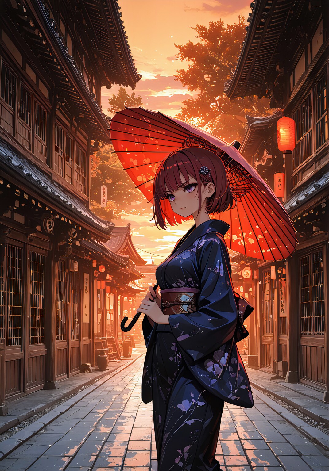 夕暮れ、古街を歩く