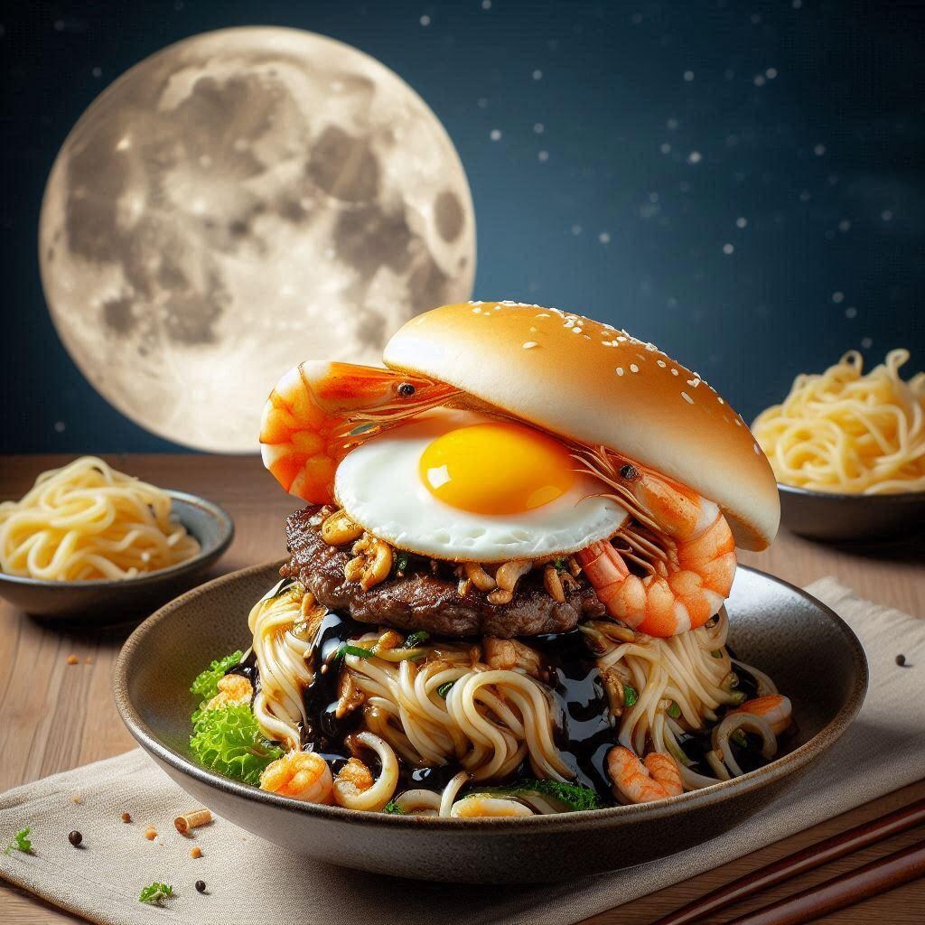 月見海鮮麺バーガー