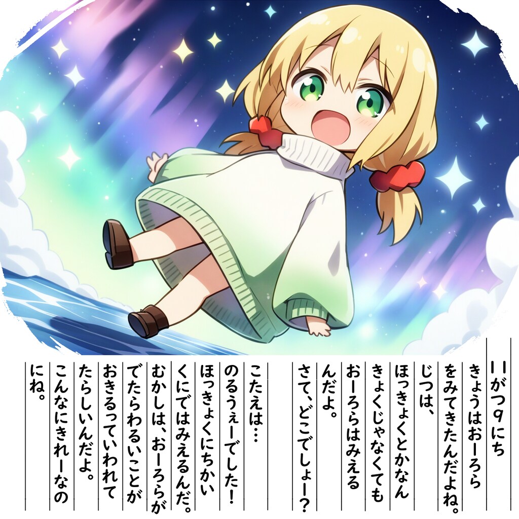 【絵日記】おーろらがきれいでした