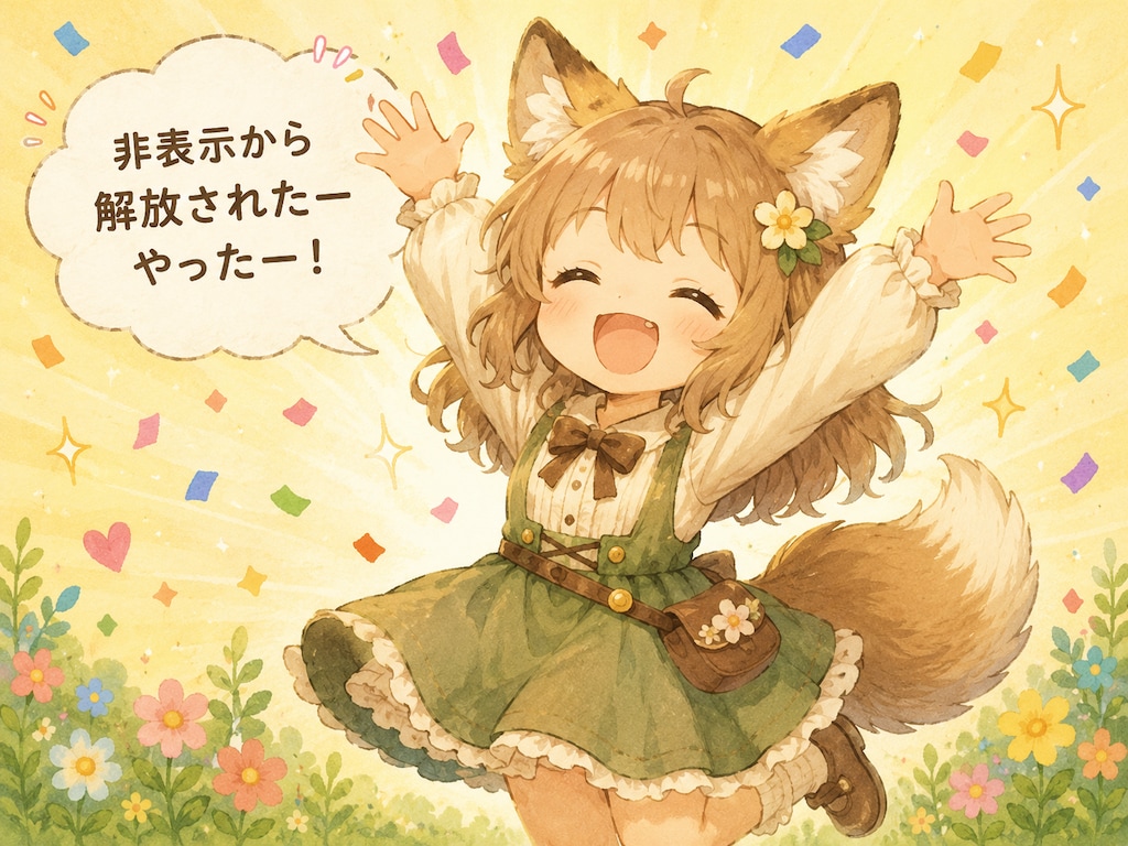 非表示から解放されましたー！