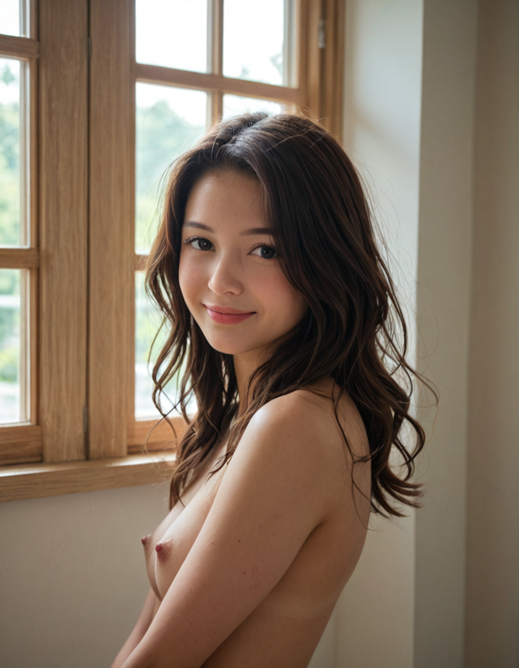 窓辺で