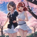 💓桜の木の下で風のいたずら 2枚目