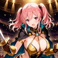 闘技場で戦うピンクツインテールのプリンセス女剣士👙🗡️🏟️❤️ 2枚目