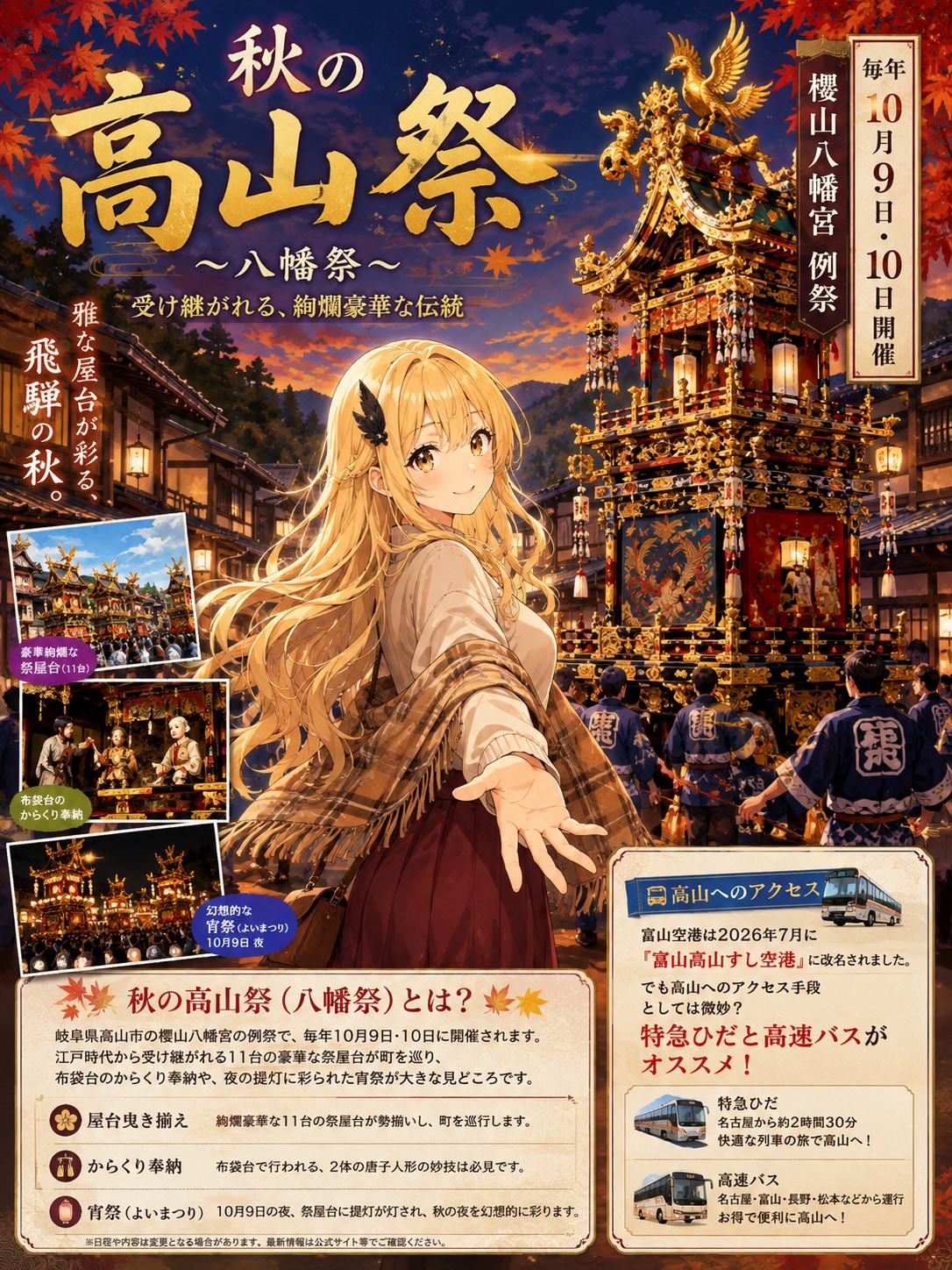 10月9日は秋の高山祭の開催日 | の人気AIイラスト・グラビア