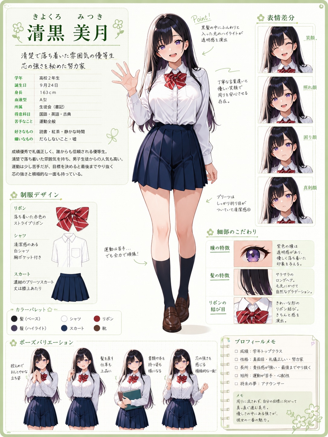 美月ちゃんのキャラクターシート