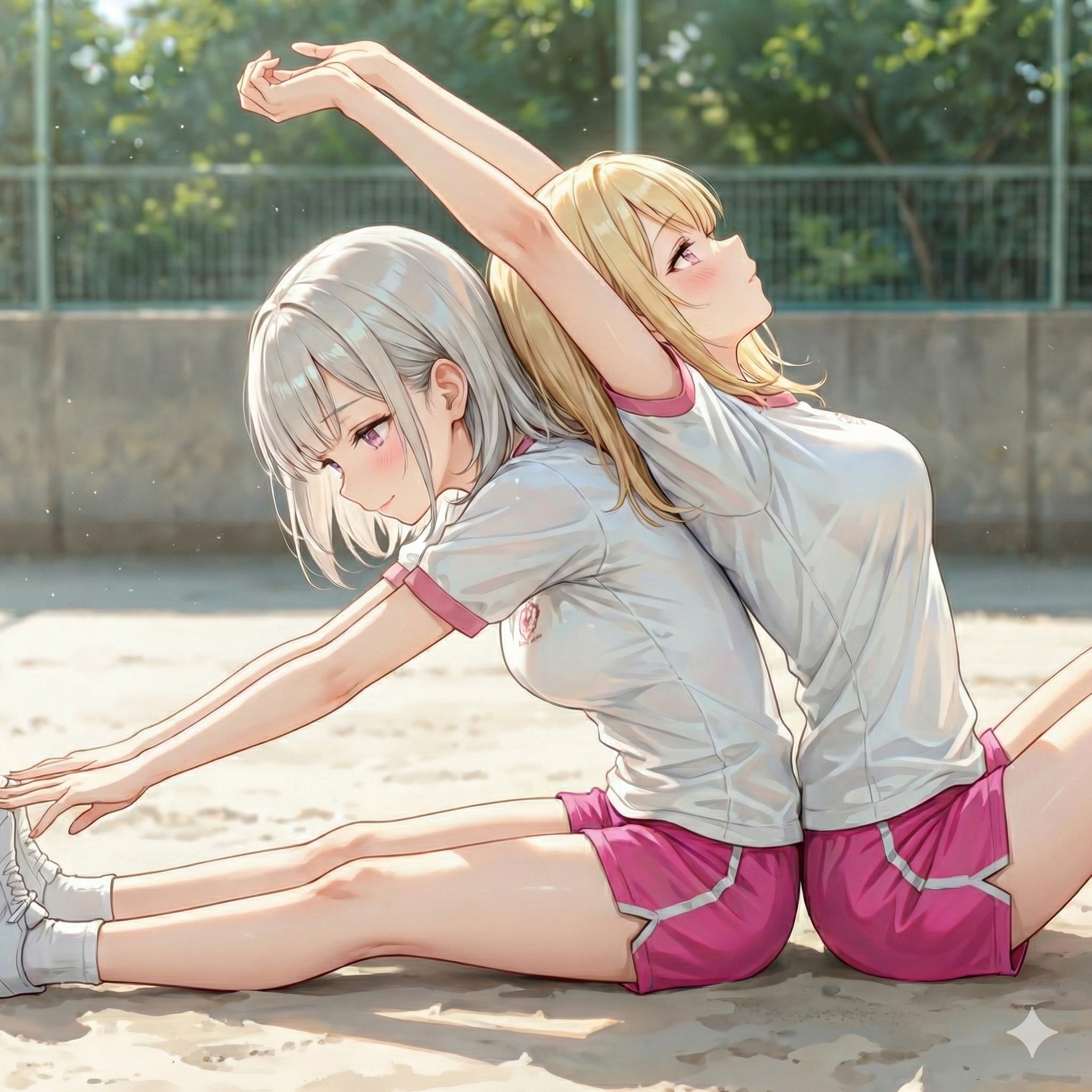 体育の授業｜ペアストレッチ | の人気AIイラスト・グラビア