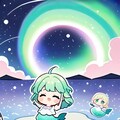 星空と人魚の緑髪ちゃん 3枚目