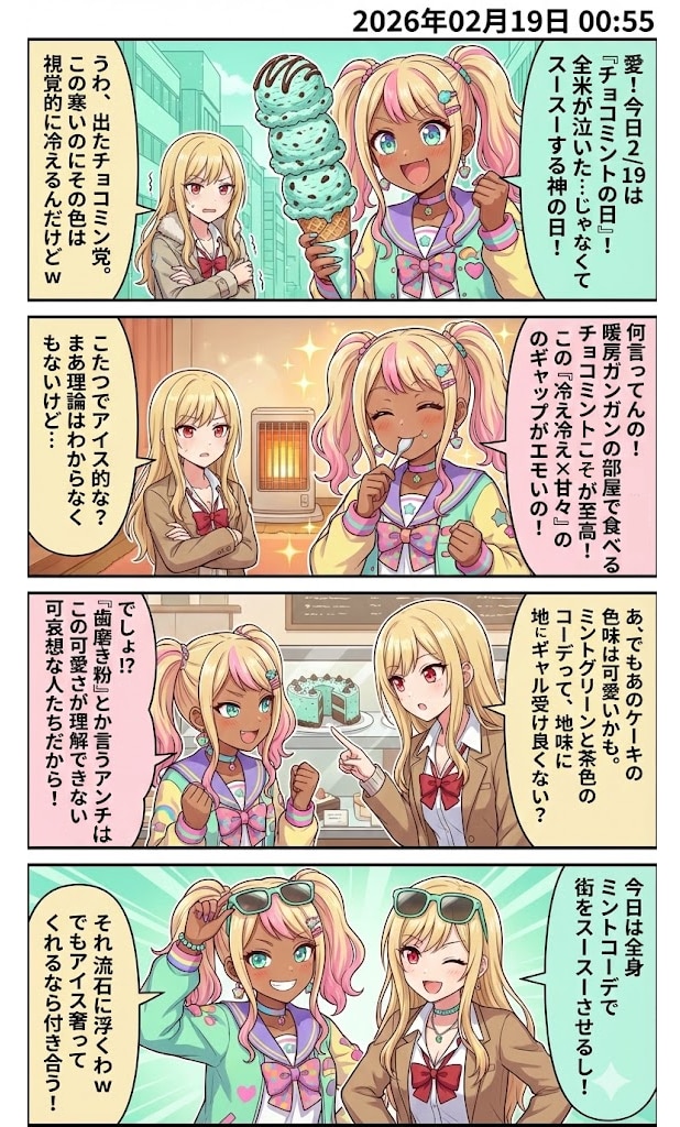 チョコミン党、大勝利宣言！ 毎日漫画0時 | の人気AIイラスト・グラビア