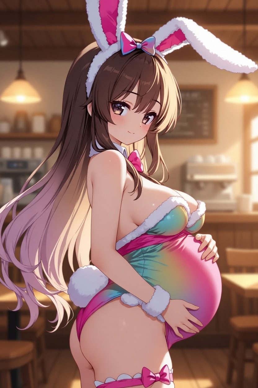 カラフルロリ巨乳妊婦バニー‎(　˙ ؂ ˙　)