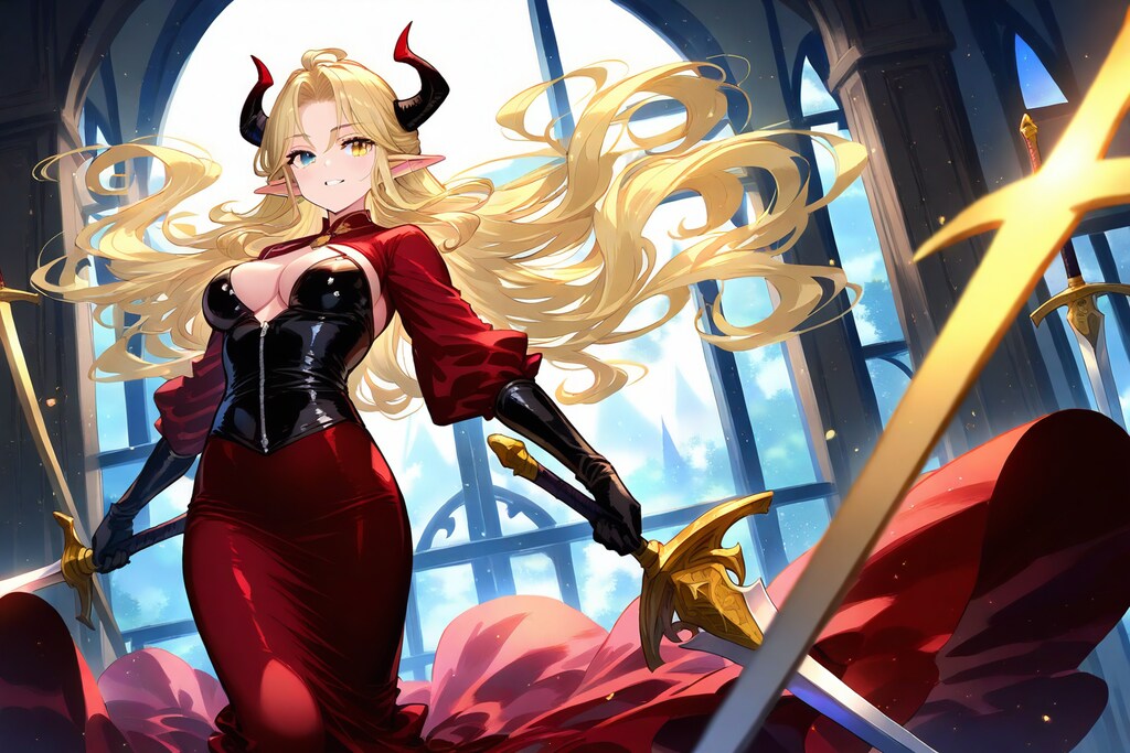 金髪赤ドレス(たわいもないのう！)_20250422