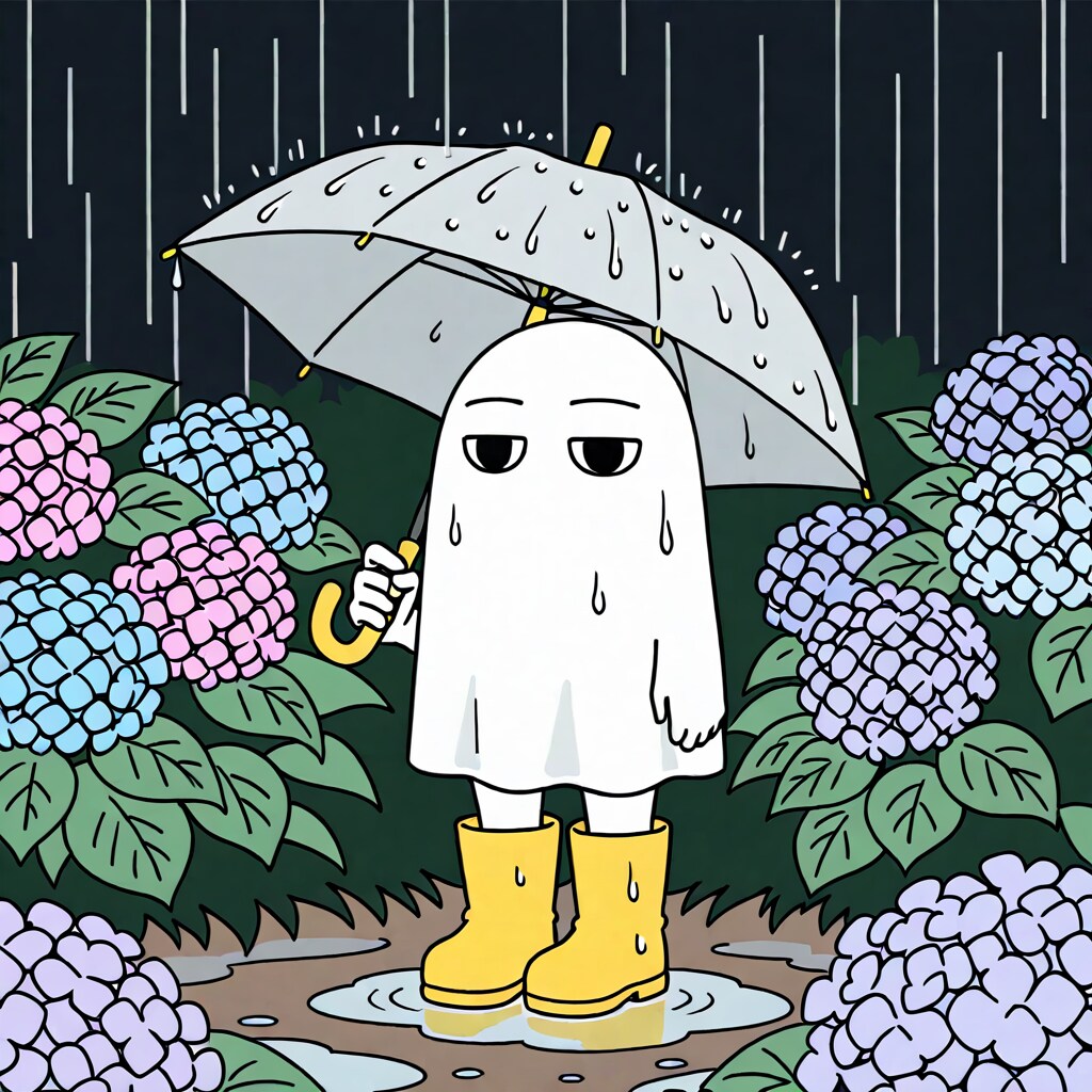 梅雨の神と勘違いされて困惑するメジェド様