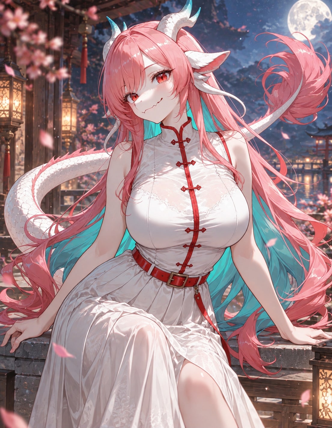 【FA返礼】 夜桜と龍姫 | の人気AIイラスト・グラビア