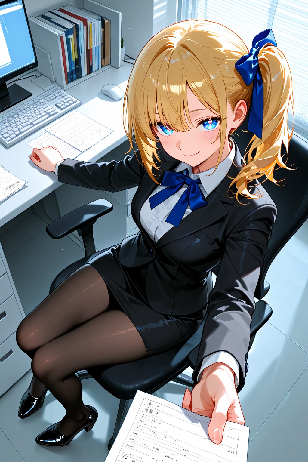 金髪OL姿(仕事ができる風)