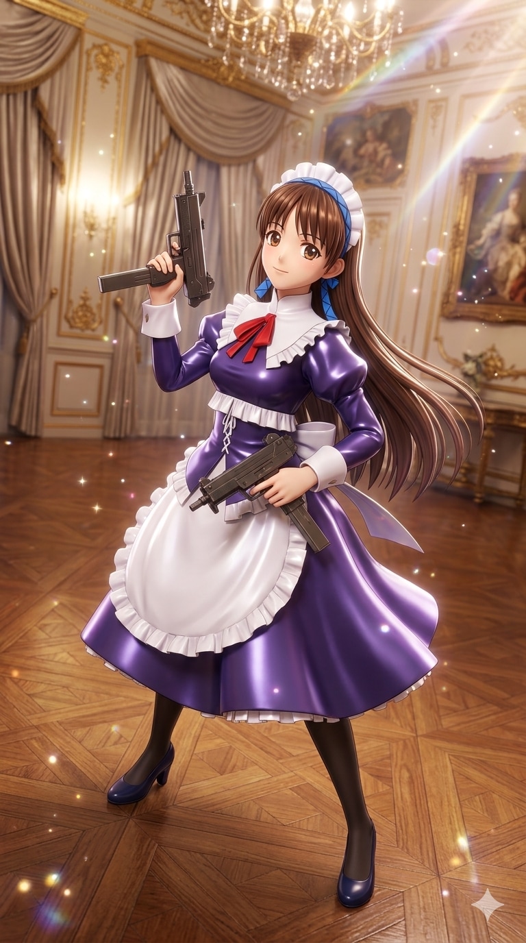THEメイド服と機関銃　ユウキ | の人気AIイラスト・グラビア