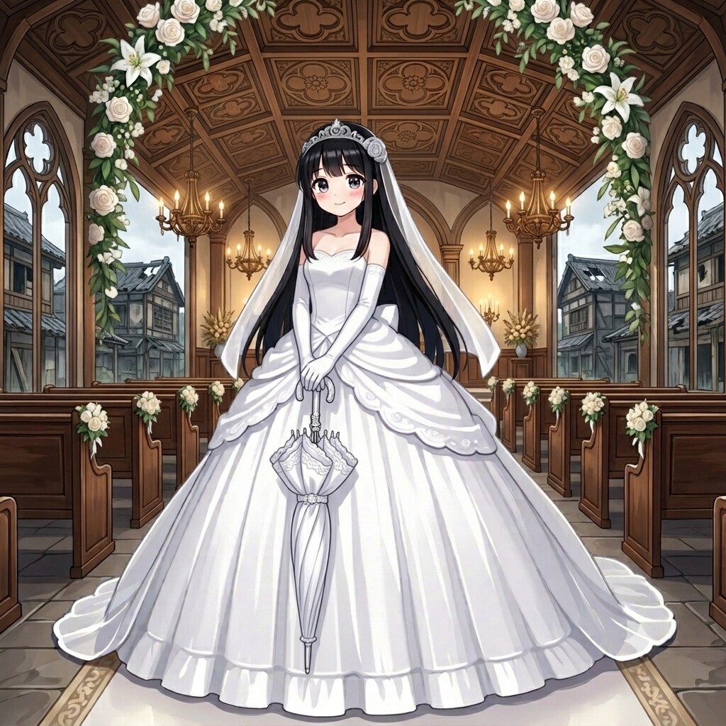 ウェディングドレスを着る廃村ちゃん