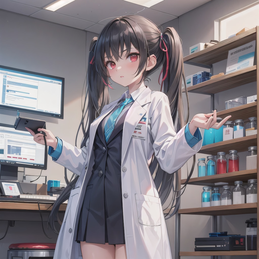 黒髪ツインテで白衣の少女７