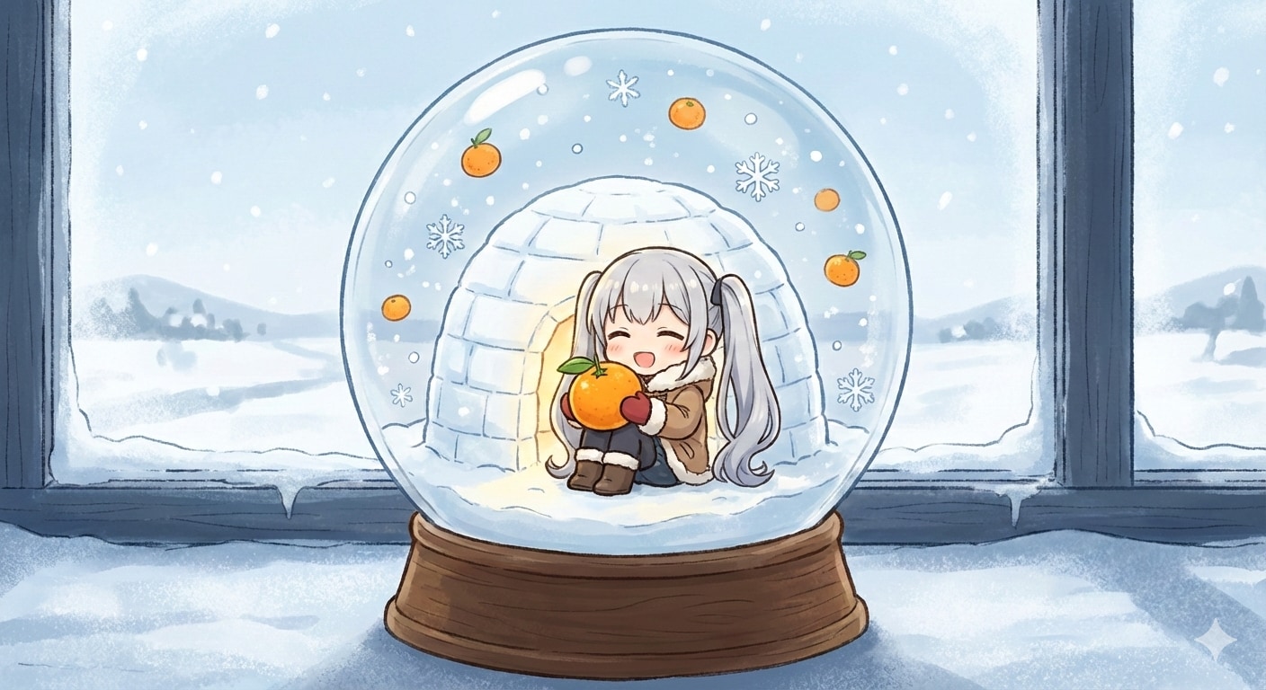 ちびちゃんとかまくらとお蜜柑のSnow globe(Nano Banana Pro版) | の人気AIイラスト・グラビア