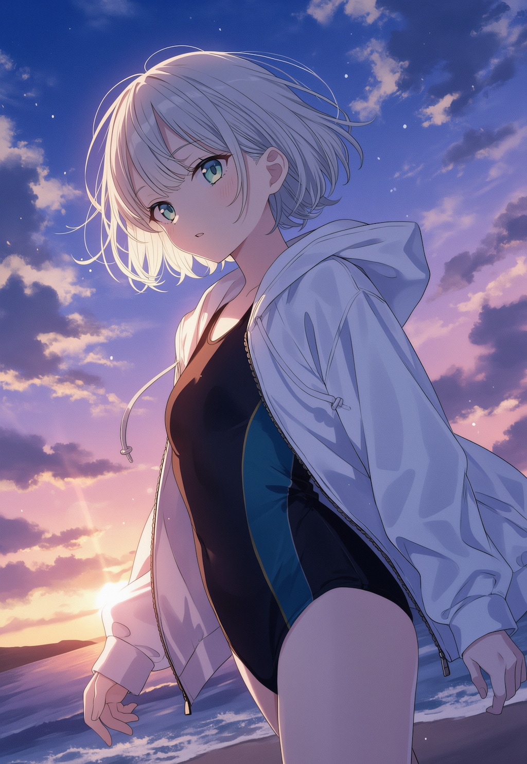 競泳水着少女