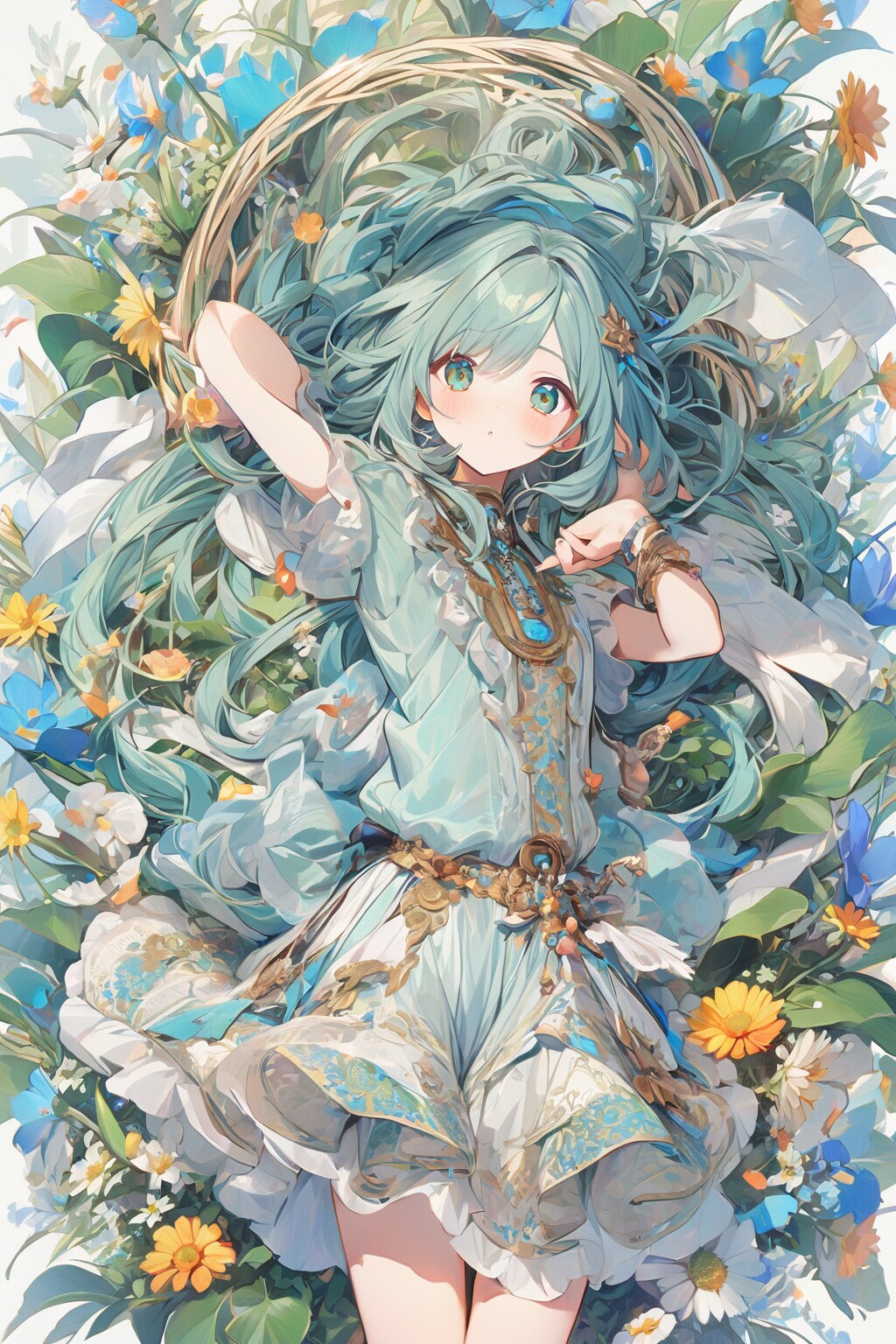 お花に囲まれた女の子