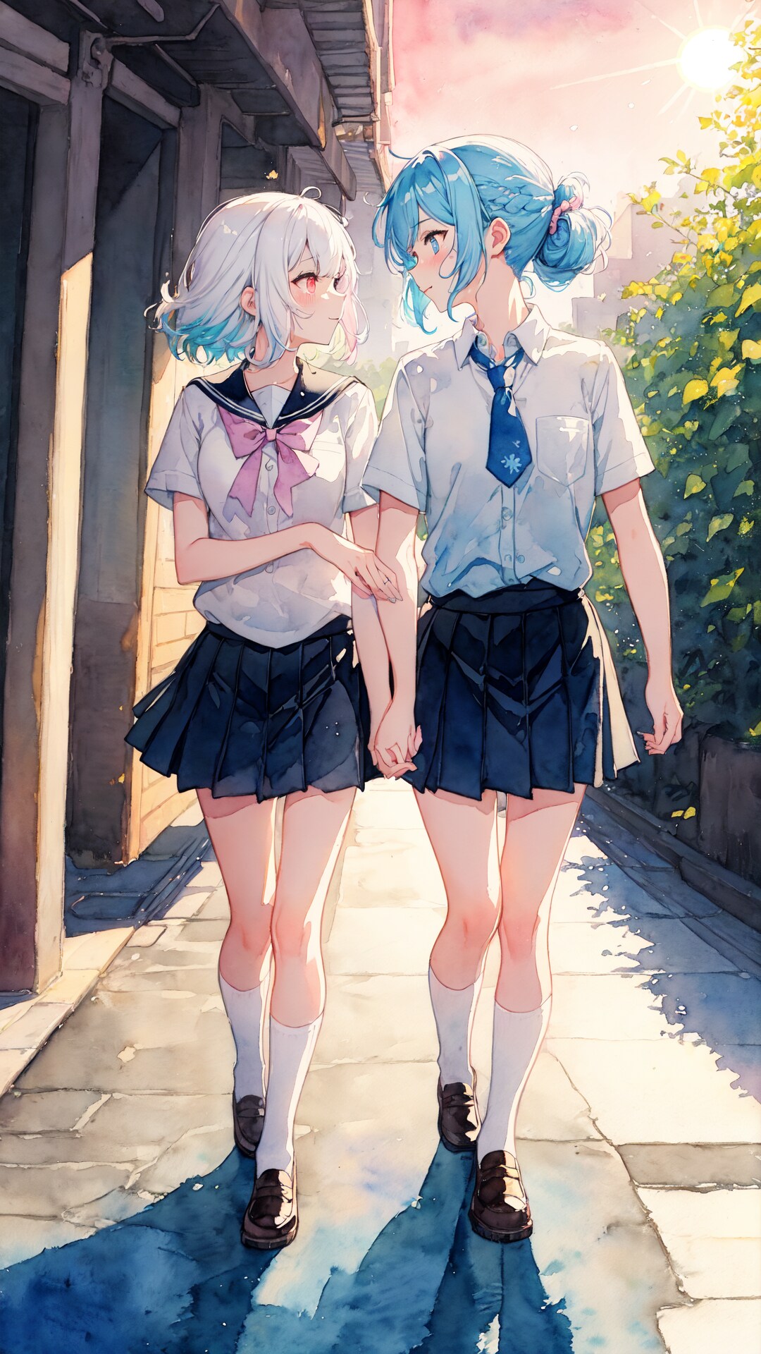 かわいい女の子とボーイッシュな女の子の帰り道