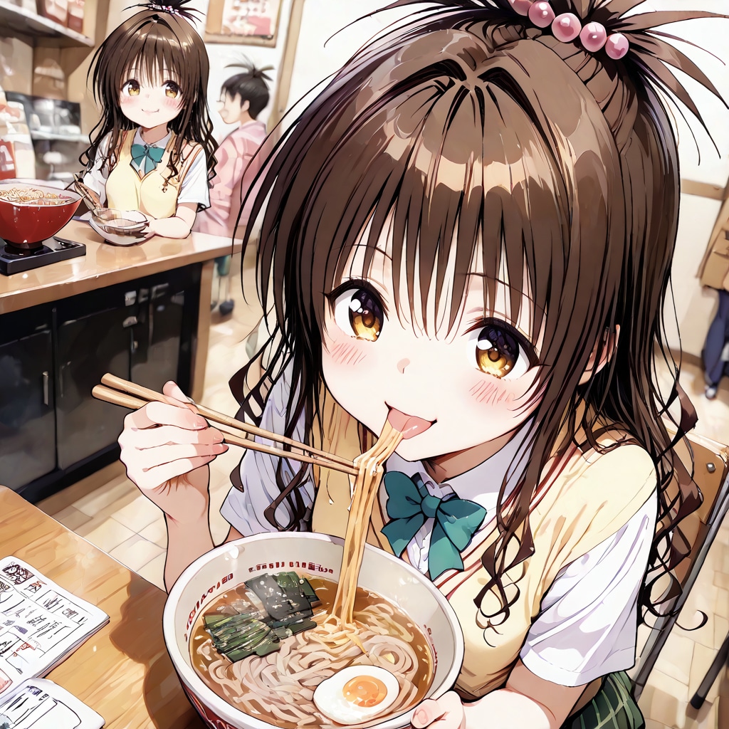 【これいる？】ラーメンを食べる美柑とヤミ【AIイラストテスト】