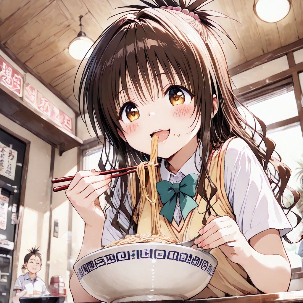 【これいる？】ラーメンを食べる美柑とヤミ【AIイラストテスト】