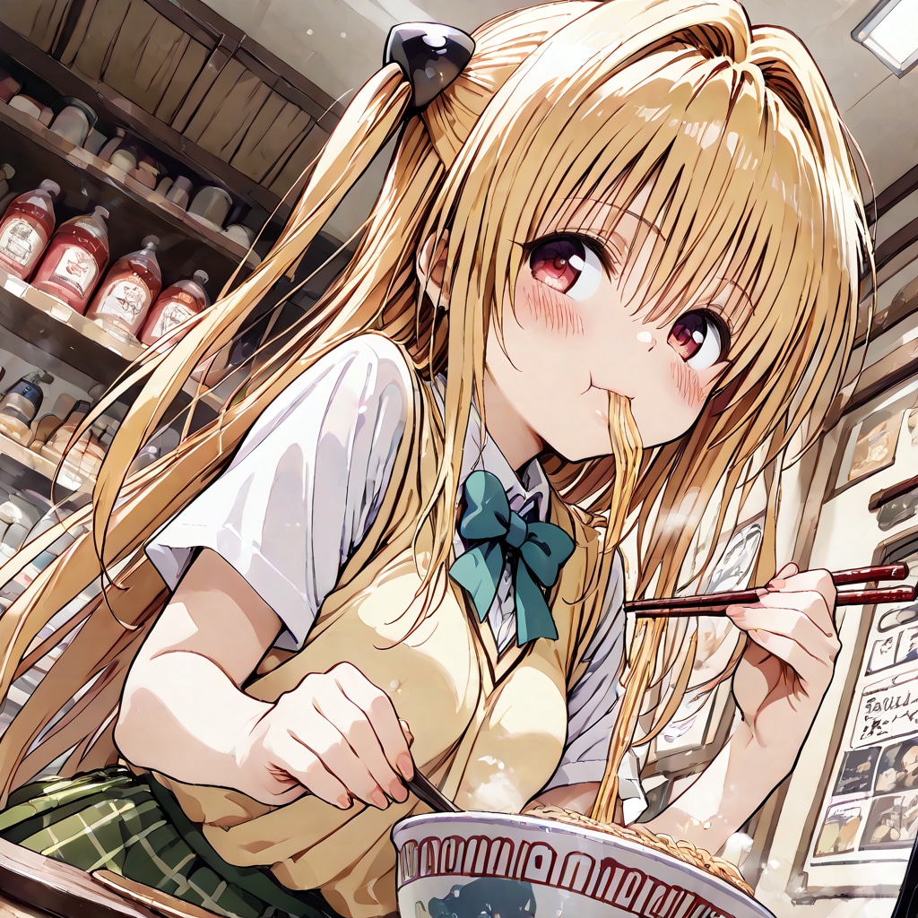 【これいる？】ラーメンを食べる美柑とヤミ【AIイラストテスト】