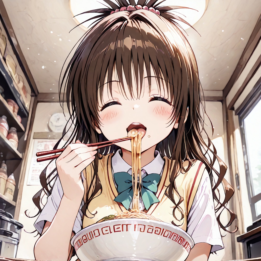 【これいる？】ラーメンを食べる美柑とヤミ【AIイラストテスト】